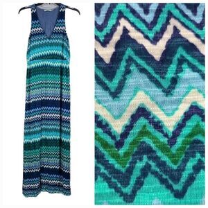Anthro Juxtapose Maxi Tank Dress The Addison Story Soft Chambray Chevron Stripe